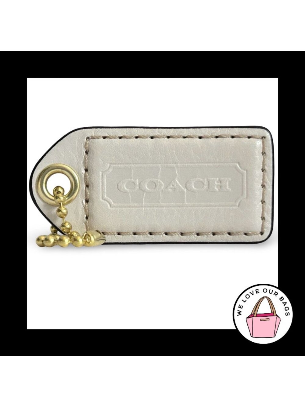COACH 65th Anniversary Y2K VINTAGE Hang Tag 2.5" White Leather Bag Charm Large